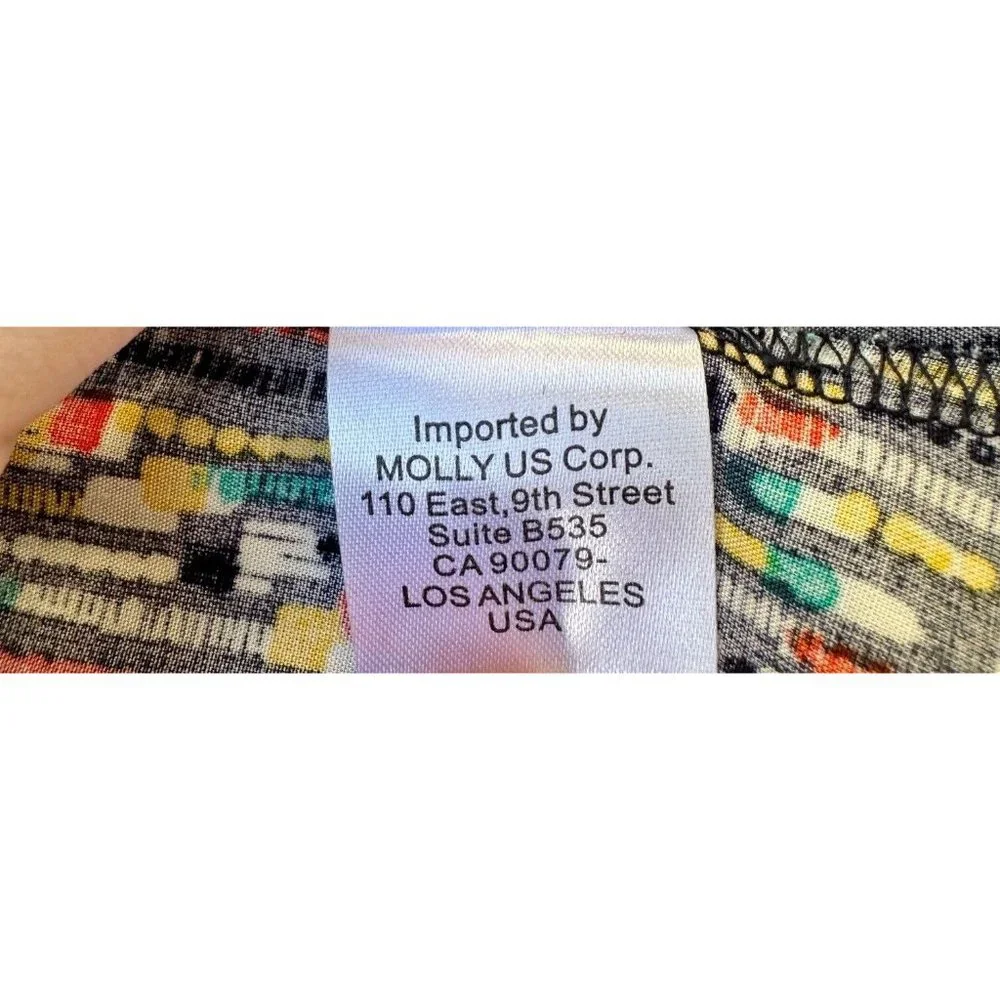 Molly Bracken Dress Abstract Print  Sleeveles Lattice Lace Details‎ Size S NEW